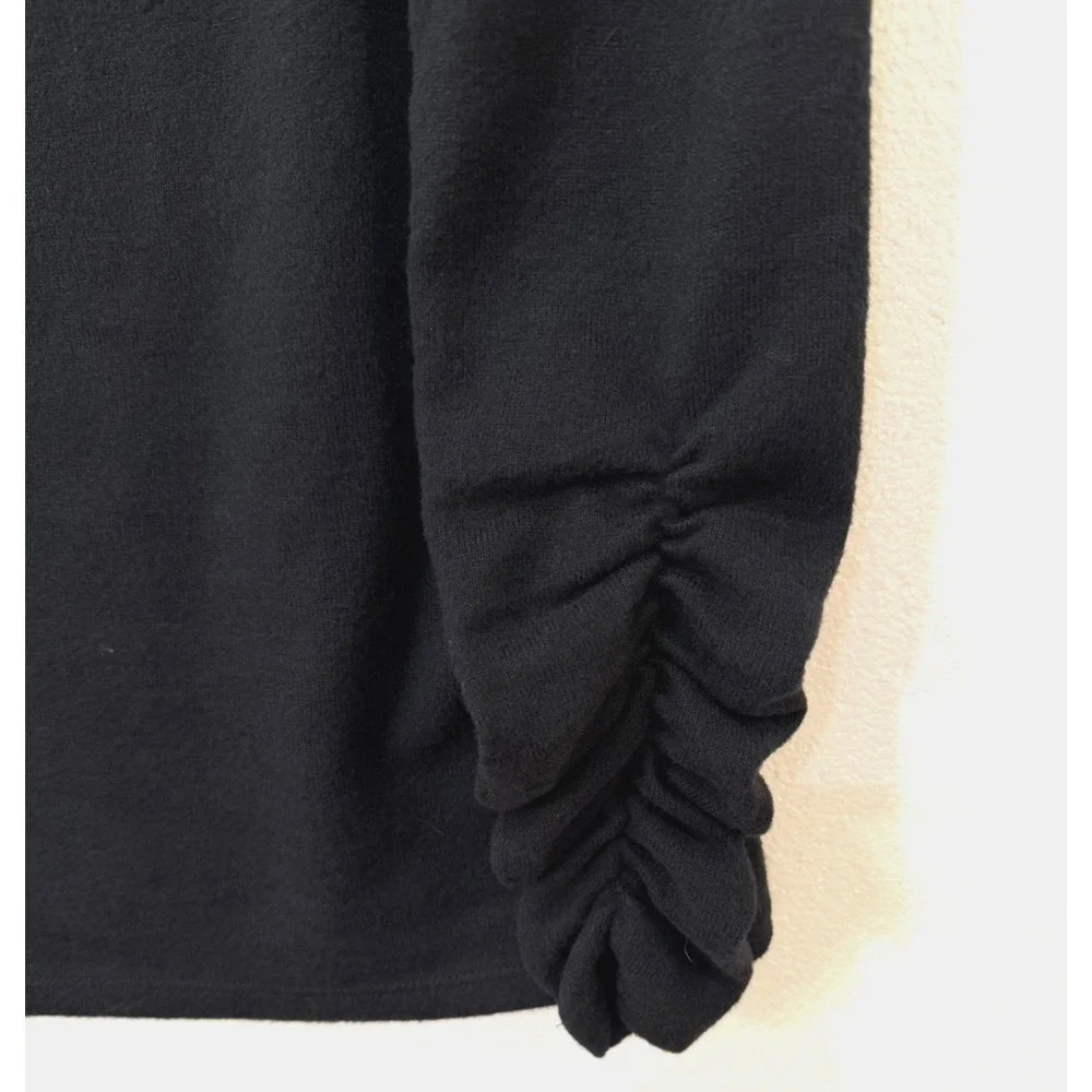 Diane Gilman DG2 Size Small‎ Boatneck Ruched Sleeve Soft Knit Sweater